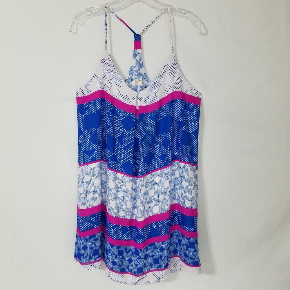 Renee C Mini Dress Racer Back Mixed Prints Size L